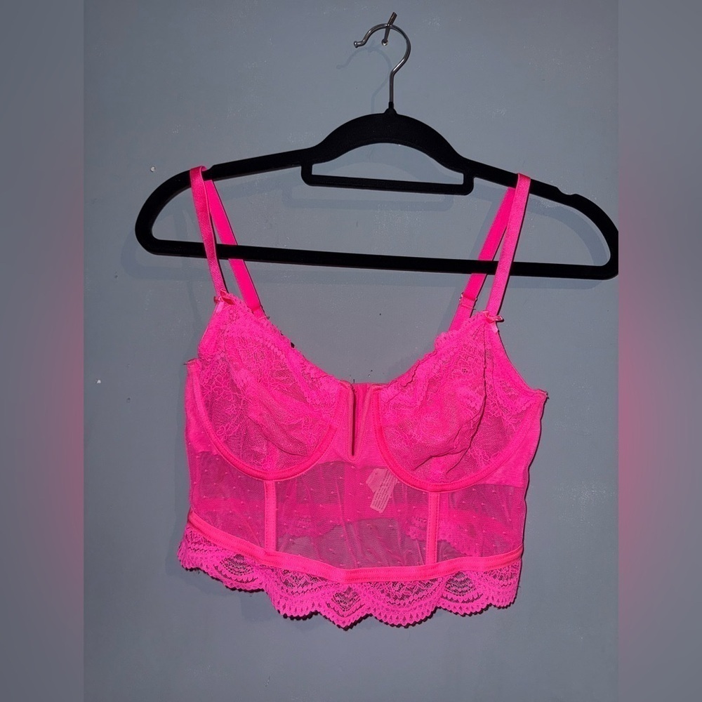 Auden Pink Lace corset with Adjustable Straps
